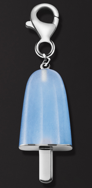 AMBROSINI JEWELS - PENDENTE ARGENTO 925° ghiacciolo finitura bianca pietra azzurra piccolo (21x14 mm)