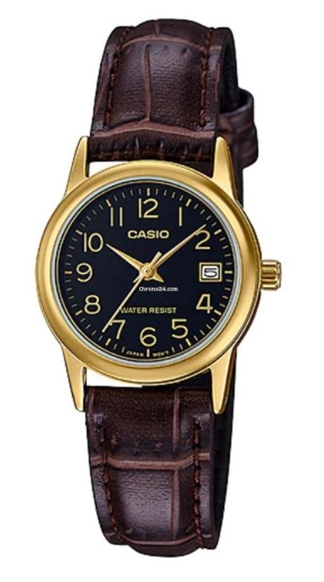 CASIO COLLECTION Mod. LADY DATE GOLD, LEATHER - BLACK