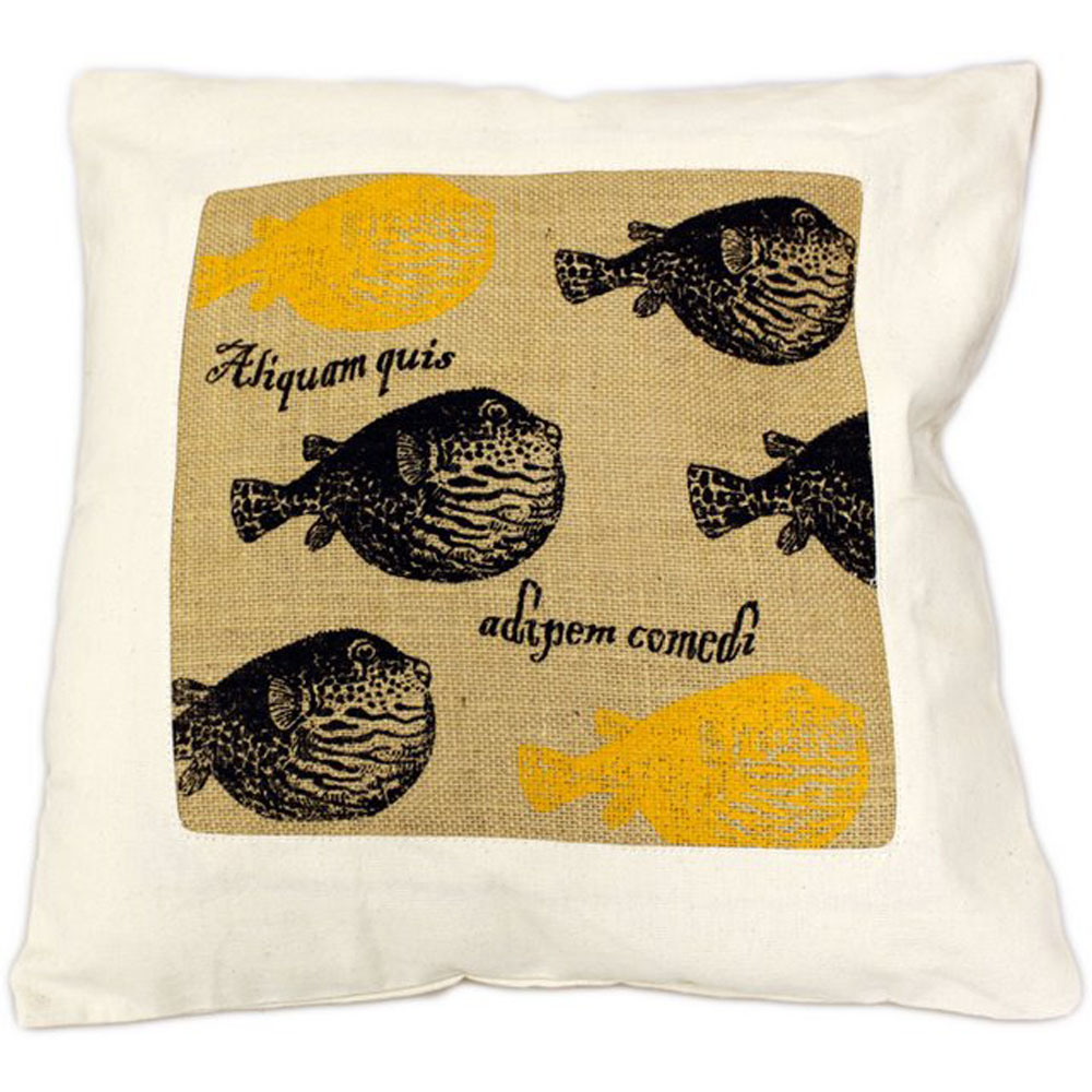 CUSCINI LETTERARI - Copricuscino in Juta lavata / Cotton pillow case e Juta lavata ALIQUAM QUIS ADIPEM COMEDI - Size 40x40cm