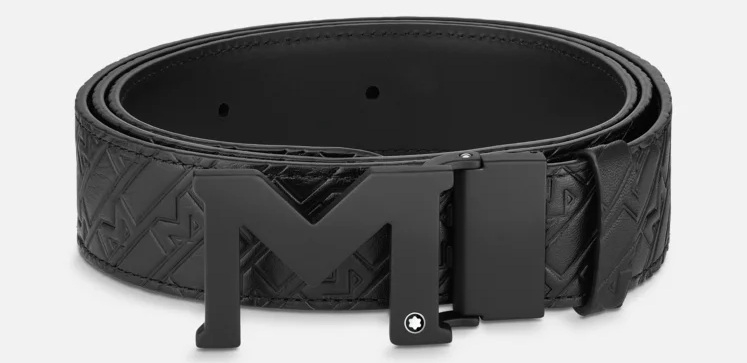 MONTBLANC LEATHER Mod. M BUCKLE EMBOSSED REVERSIBLE LEATHER BELT