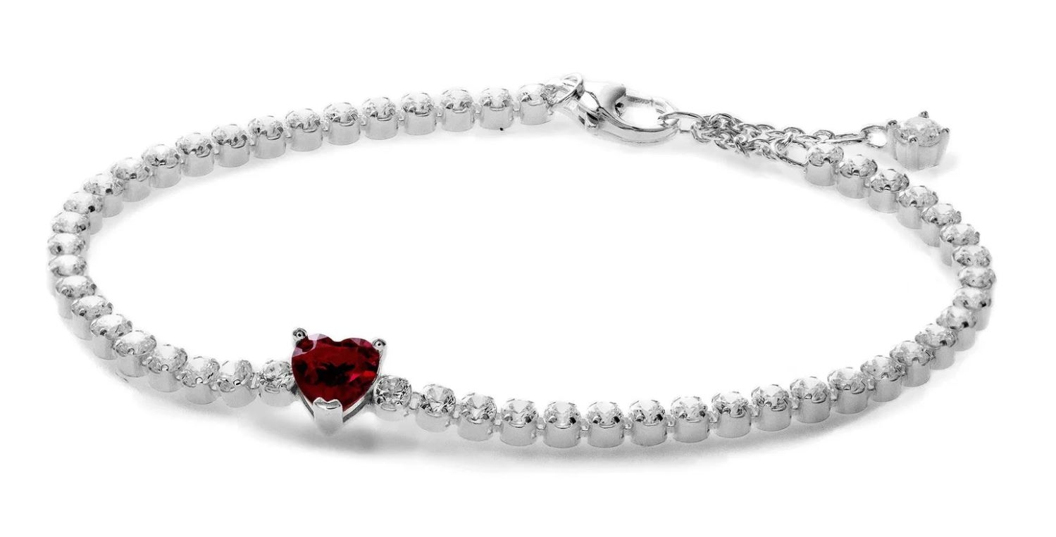 PANDORA JEWELRY Mod. RED SPARKLING HEART TENNIS BRACELET