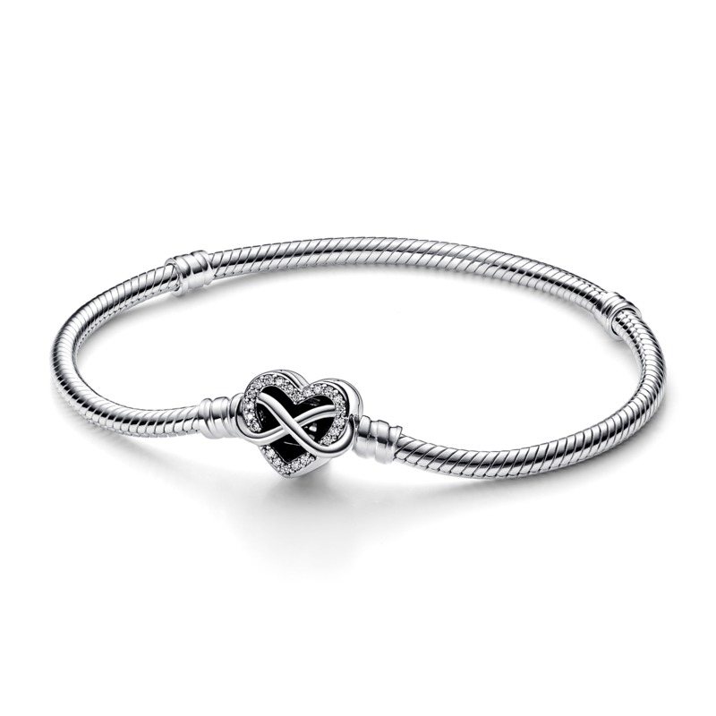PANDORA Mod. SPARKLING INFINITY HEART CLASP SNAKE CHAIN BRACELET