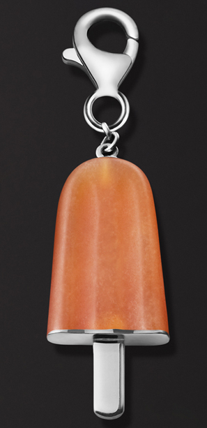 AMBROSINI JEWELS - PENDENTE ARGENTO 925° ghiacciolo finitura bianca pietra arancio piccolo (21x14 mm)