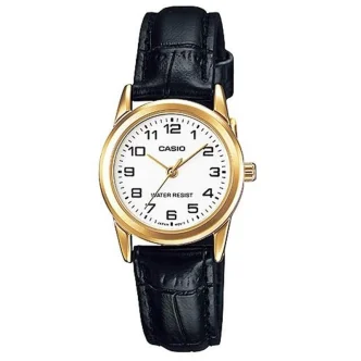CASIO COLLECTION Mod. LADY 3H GOLD, LEATHER - WHITE