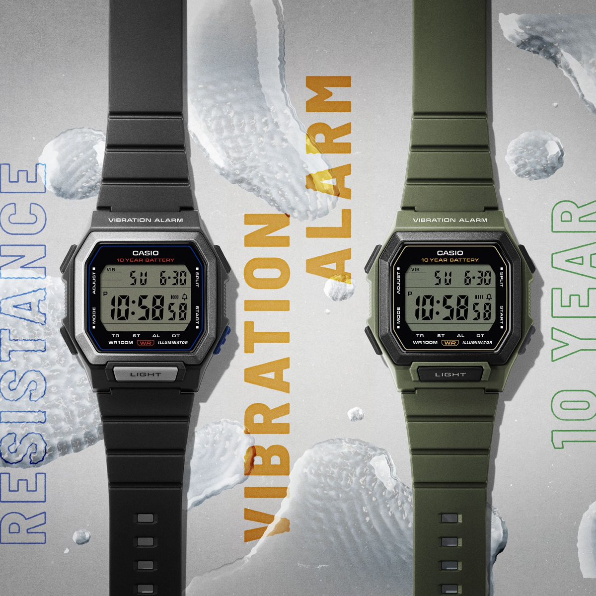CASIO COLLECTION Mod. ILLUMINATOR 10 YEARS BATTERY - ARMY GREEN