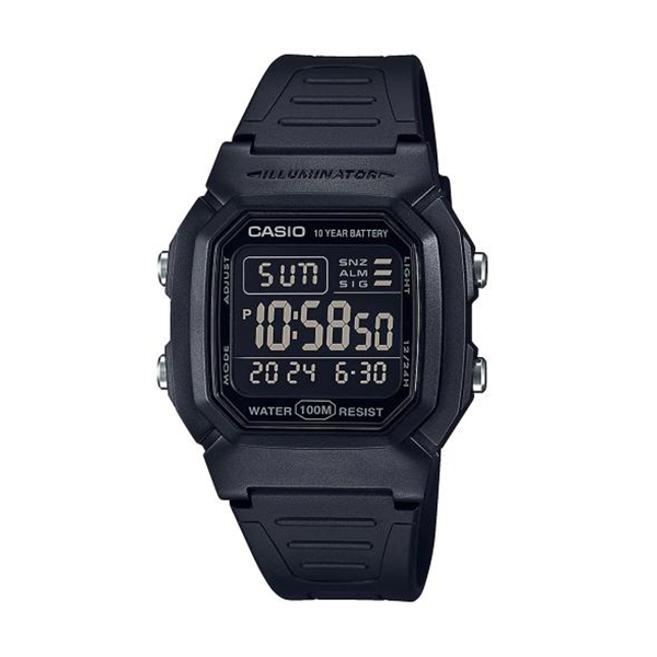 CASIO TIMELESS COLLECTION Mod. DIVER -DOUBLE TIME, ALARM, CHRONOGRAPH - 10 Year Battery - ALL BLACK