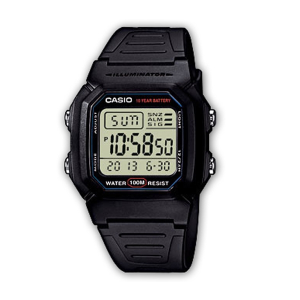 CASIO TIMELESS COLLECTION Mod. DIVER -DOUBLE TIME, ALARM, CHRONOGRAPH - 10 Year Battery - ALL BLACK