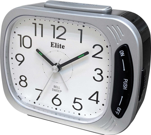 ELITE Sveglia silent. suoneria su campanello. luce. snooze - ARGENTO - Silent alarm clock. bell ring. light. snooze - SILVER