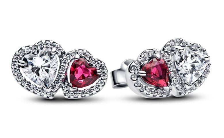 PANDORA JEWELRY Mod. SPARKLING DOUBLE HOOP EARRINGS