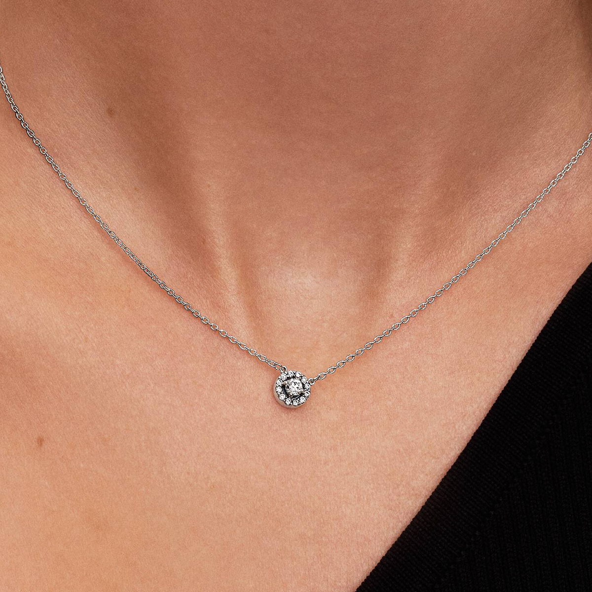 PANDORA JEWELRY Mod. SPARKLING ROUND HALO PENDANT COLLIER NECKLACE