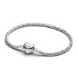 PANDORA Mod. HEART CLASP FACETED SNAKE CHAIN BRACELET